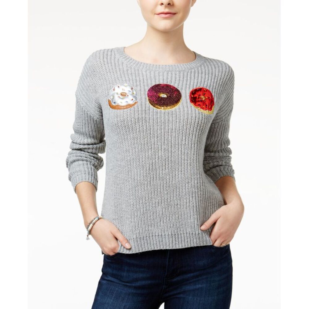 Hooked Up By Iot Juniors Donut Graphic Sweater